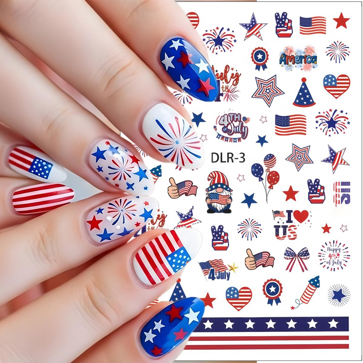 4th of July Independence Day 3D Self Adhesive Nail Stickers for Nail Art