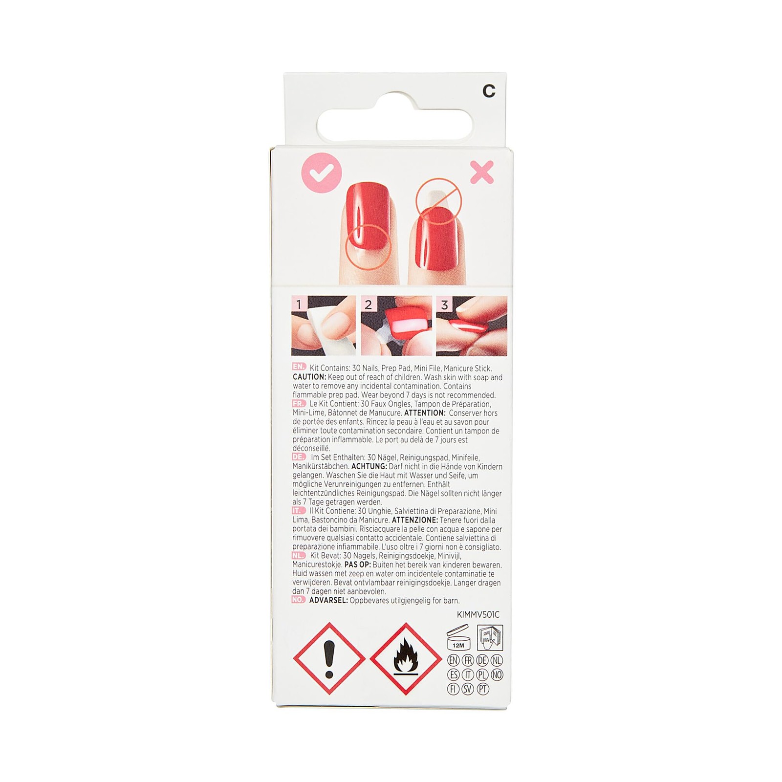 KISS imPRESS No Glue Mani 30 Pcs Press On Nails, Heart Design, Medium Size