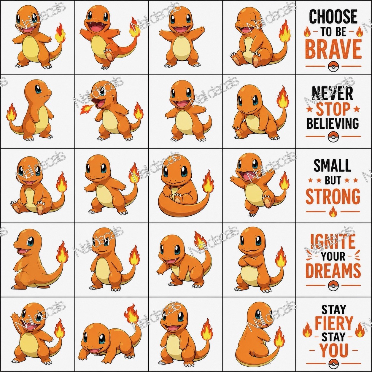 Charmander Waterslide Finger Nail Decals Instructions (set of 50) JM