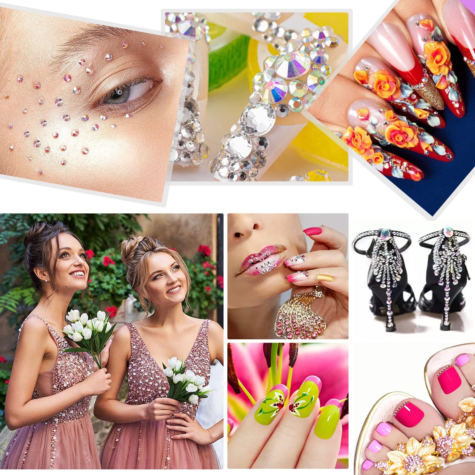 10000PCs 2-6MM Pink Resin Flat Back Rhinestones with Silver Bottom, Round Non…