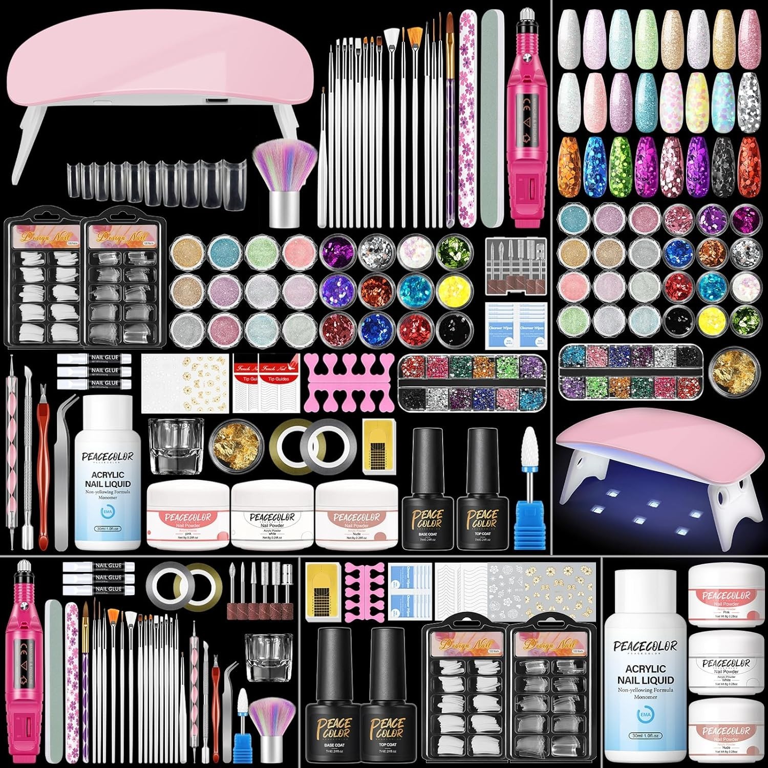 Acrylic Nail Kit with Drill and U V Light, Professional Nail Kit Acrylic Set