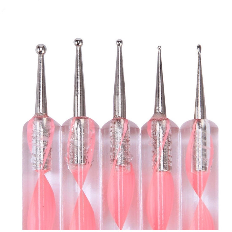 5pcs Nail BRUSH SET Dotting Acrylic UV Builder Art Gel Nail Silicone Brush Kits