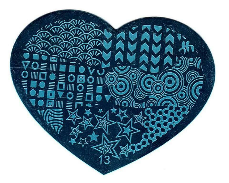 10 Styles Nail Art Stamping Love Heart Manicure Image Plate Stamper Scraper Kit