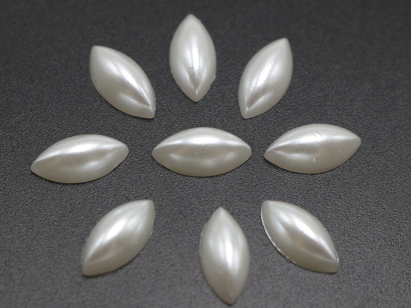 500 Pure white Horse Eye Half Pearl Bead 5X10mm Flat Back Scrapbook Craft