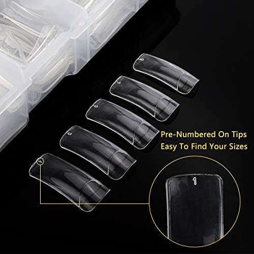 Pack Clear and Natural False Acrylic Nails Tips Half Cover 10 Sizes 500pcs 2