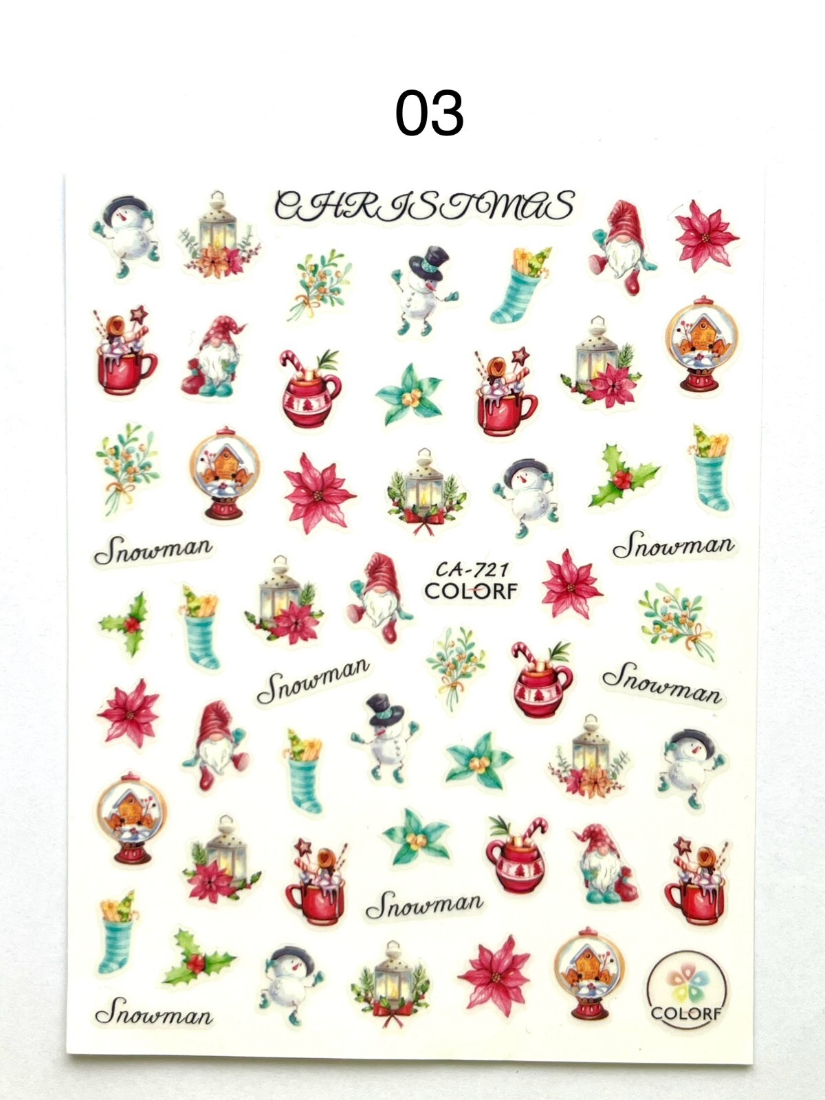Nail Art Stickers Decals Christmas Snowflake Snowman Reindeer Santa Xmas Festive