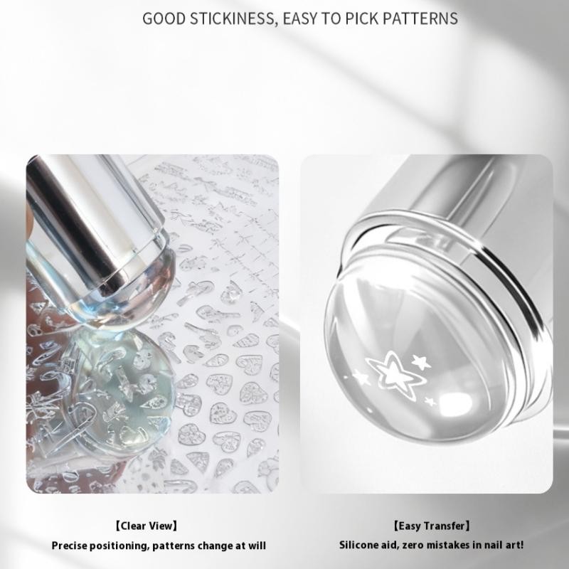 Transparent Mini Nail Seal With Scraper French Tip Nails Stamp Template