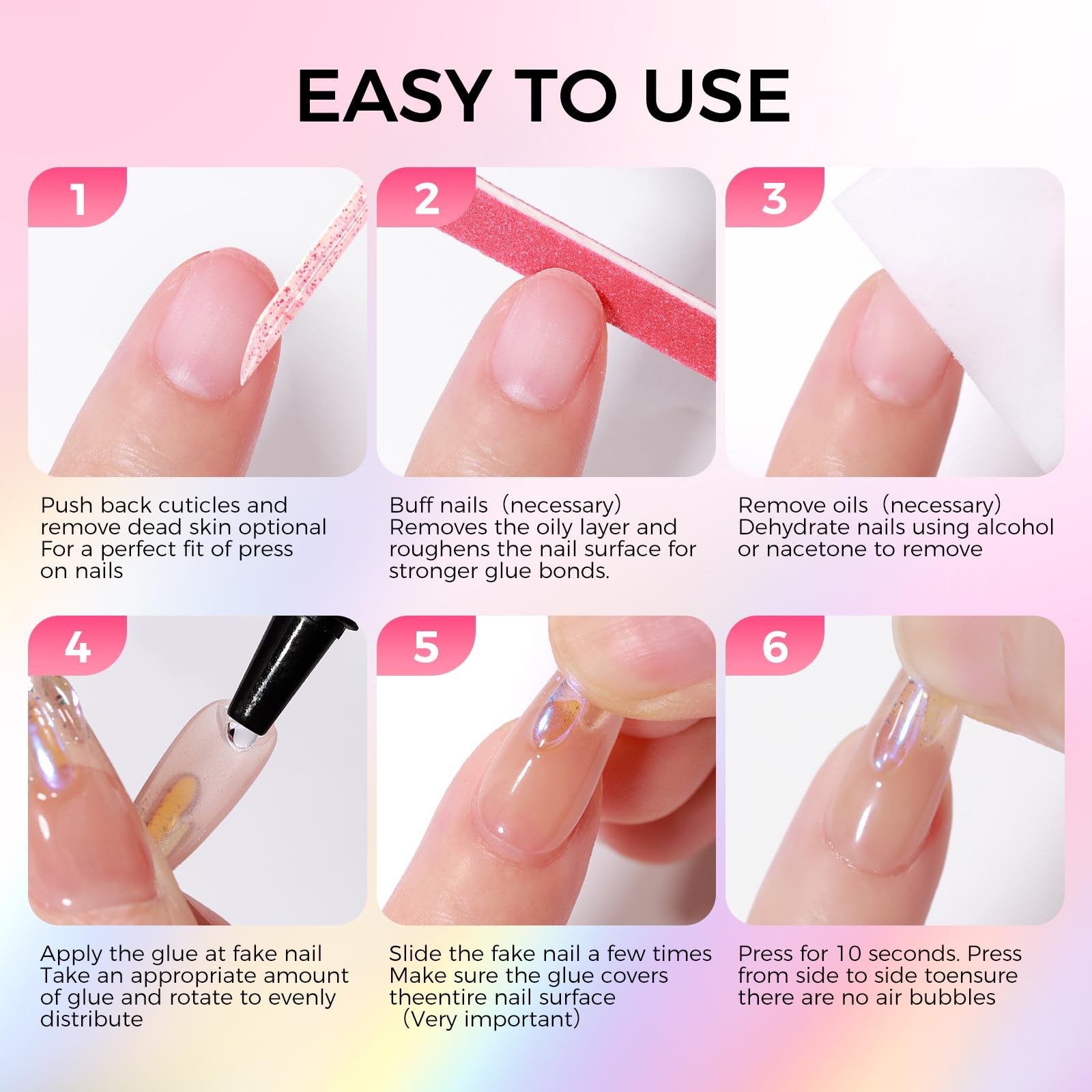 Pegamento fuerte para uñas postizas, gel adhesivo para uñas acrílicas falsas.
