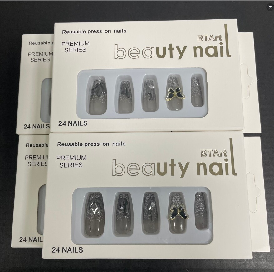 24pcs/set Wearable Glitter Fake Nails for Women Girls Press on False Nail Art