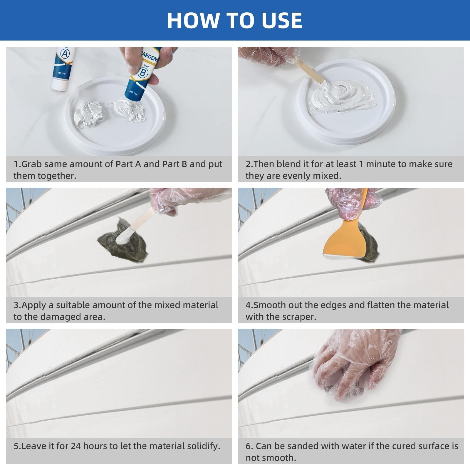 Fiberglass Boat Repair Kit White, Gel Coat Repair Kit for Boats, Marine Fiber…