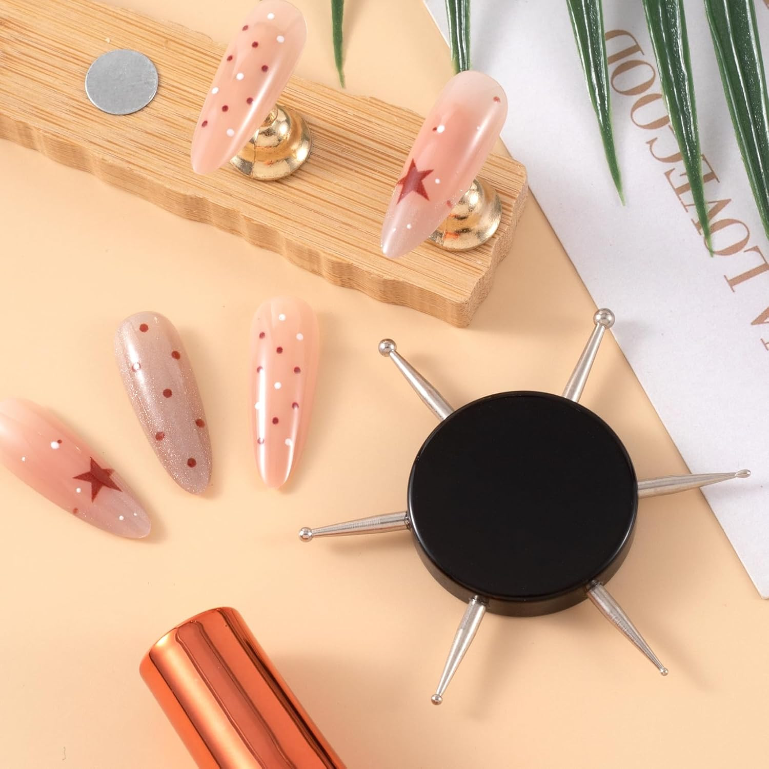 Nail Dotting Tool, 6-In-1 Metal Dotting Tool Nail Art, Circular Nail Design Dott