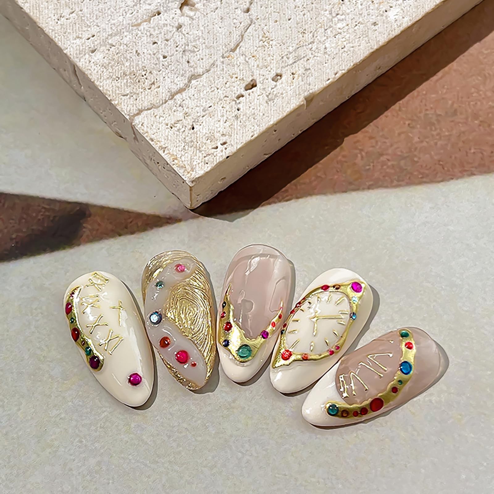 KETINIQUE Gem Nail Stickers Irregular Colorful Clock