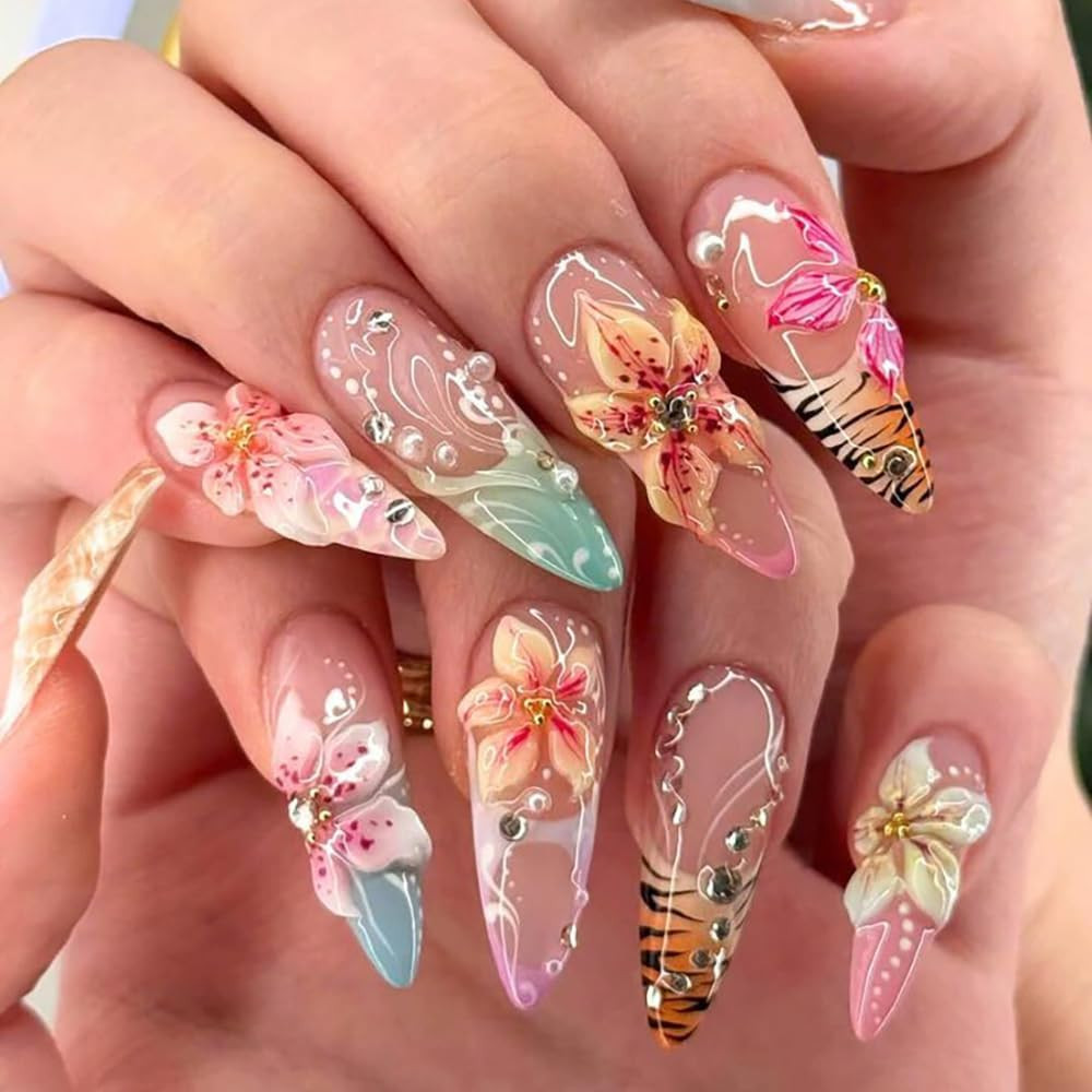 Lily Flower Silicone Nail Molds 3D Flower Mold for Nails Charms Carving