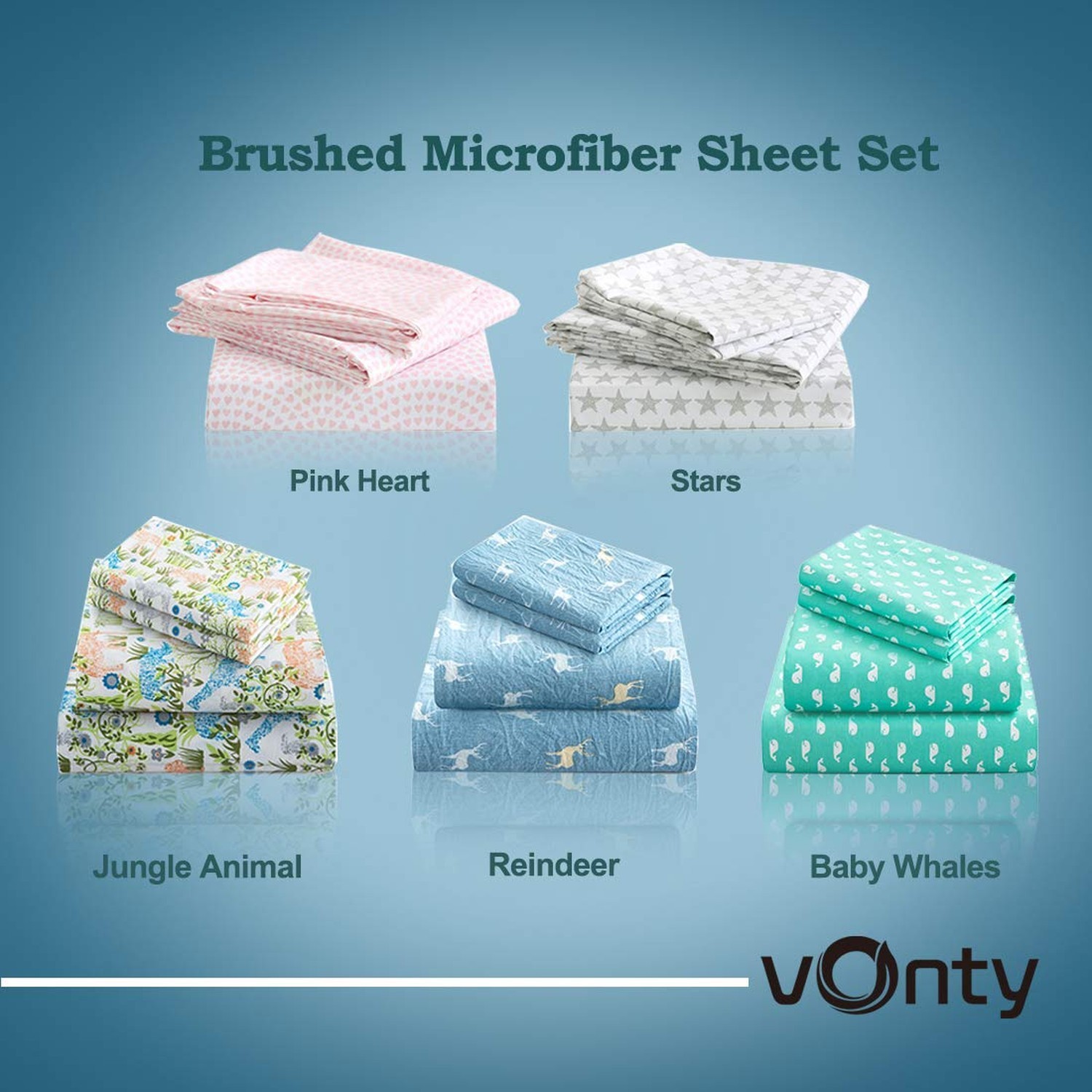 Vonty Kids Bed Sheets Full Pink Heart Printed Sheets for Girls, Soft Lightwei…