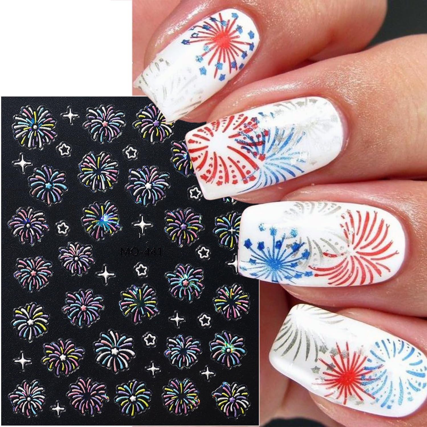 3 Sheets 4Th of July Nail Decals for Nail Art 5D Embossed Nail Art Stickers
