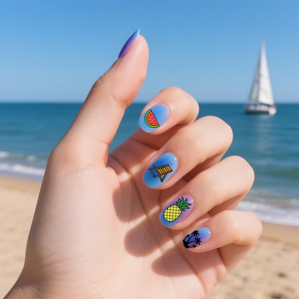 9pcs Ocean Theme Nail Stamping Plates Beach Seashells Seaweed Nail Art Stenci…