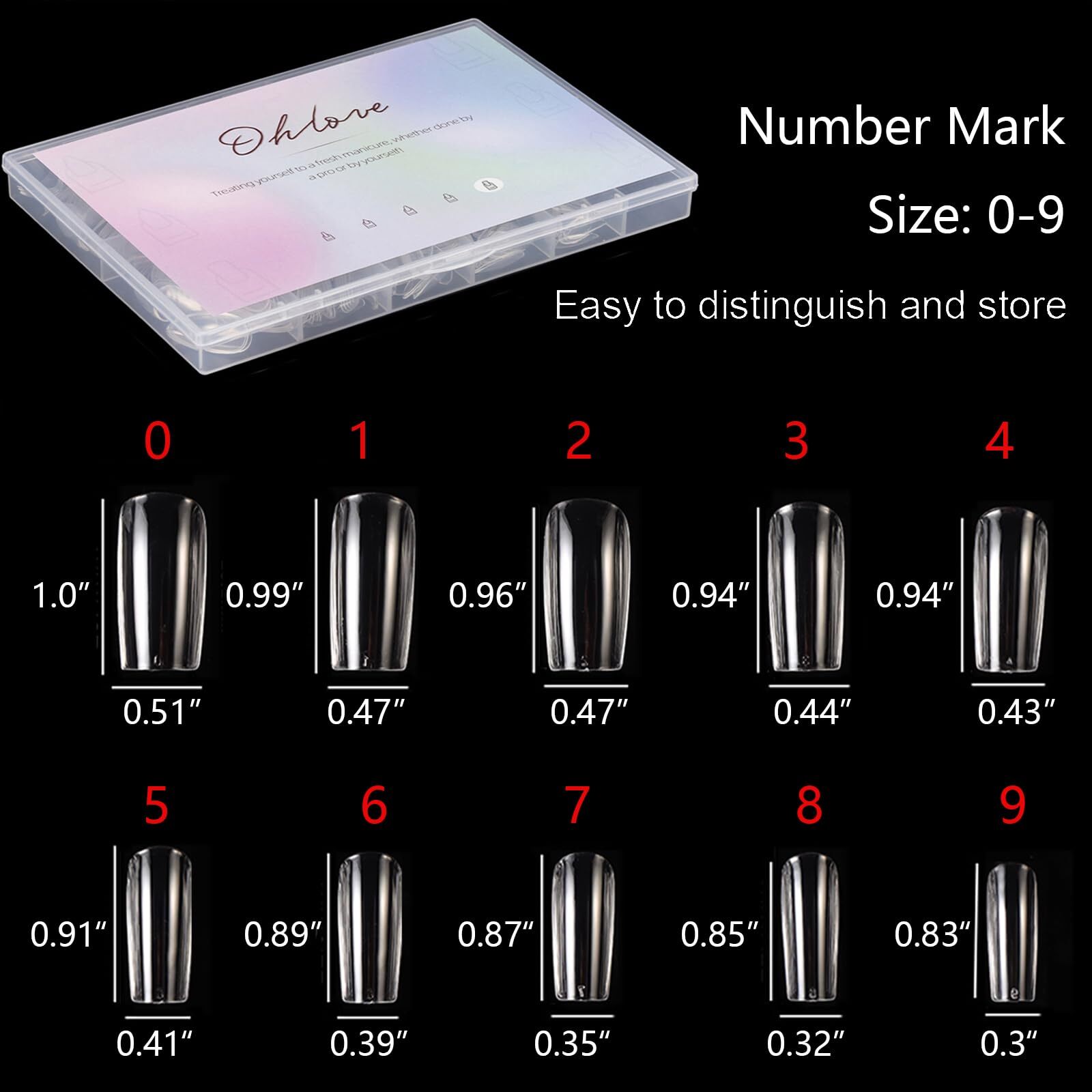 Square Nails Tips 500 Pcs False Acrylic Fingernails Fake Full Cover False Nail