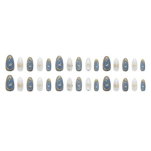 Medium Almond Press on Nails 3D Cat Eye Fake Nails Irregular Gilded Almond-M9