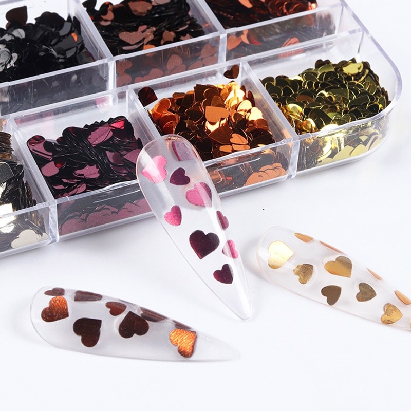 Metallic Love Heart Glitter Sequins Flakes Resin UV Epoxy Mold Fillings Decor