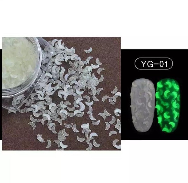 Luminous NAIL SEQUINS Glow In The Dark Paillette Fluorescent Glitter Star Round