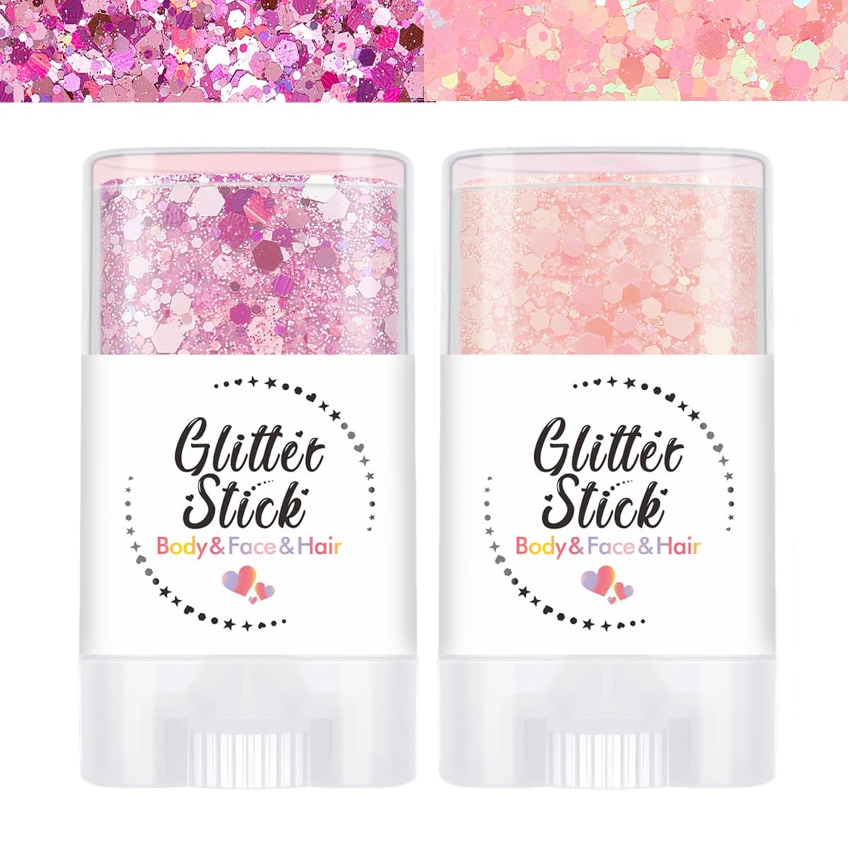 SYPAFG Body Glitter Stick Pink and Purple 2 Pack