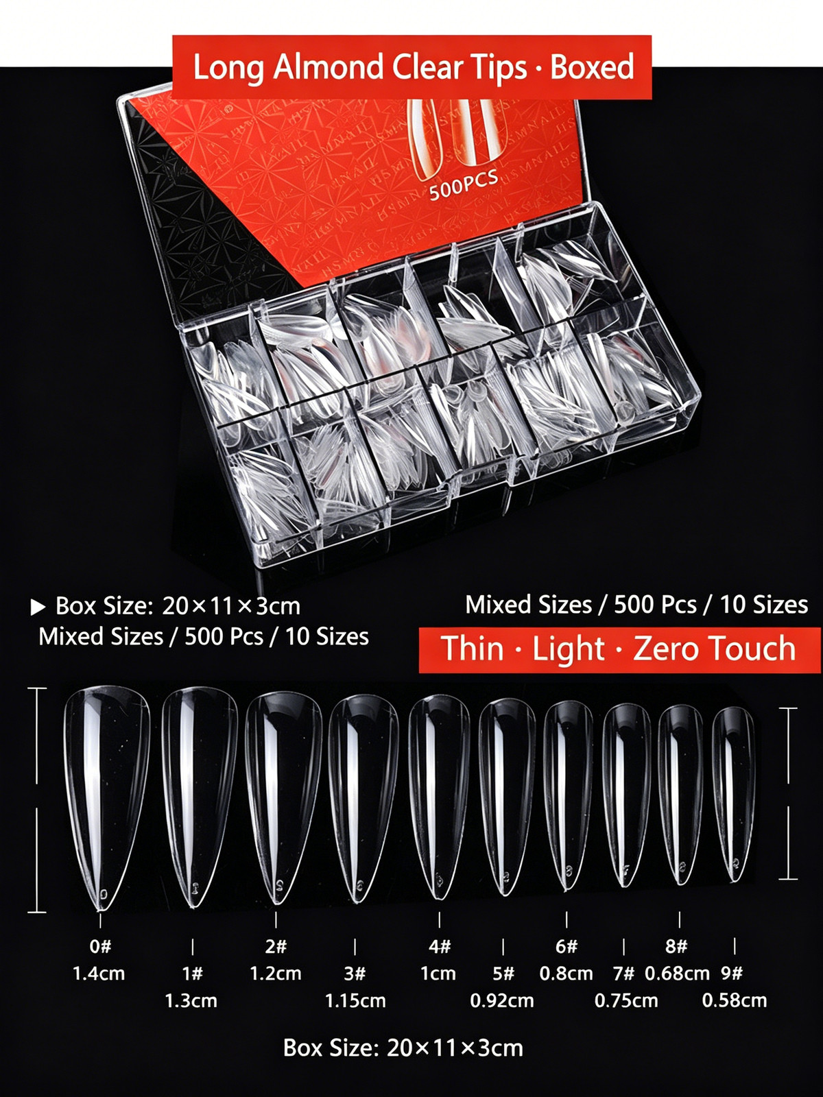 Huashengmei False Nail Tips European & American Full Cover Half Cover Frosted Tr