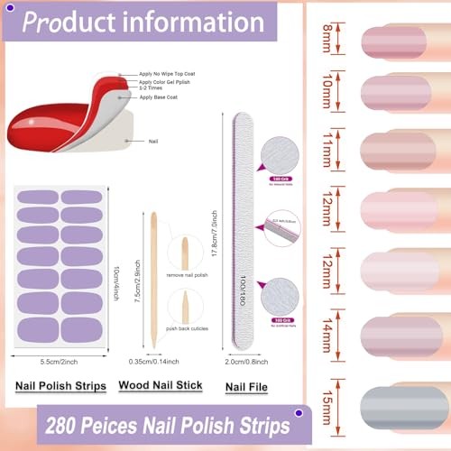 20 Sheets Nail Stickers Full Nail Wraps Nail Polish Strips Light Solid Color