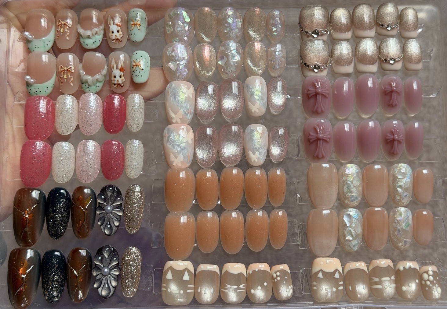 USED press on nails short handmade with box, slightly used, 20 sets, size M