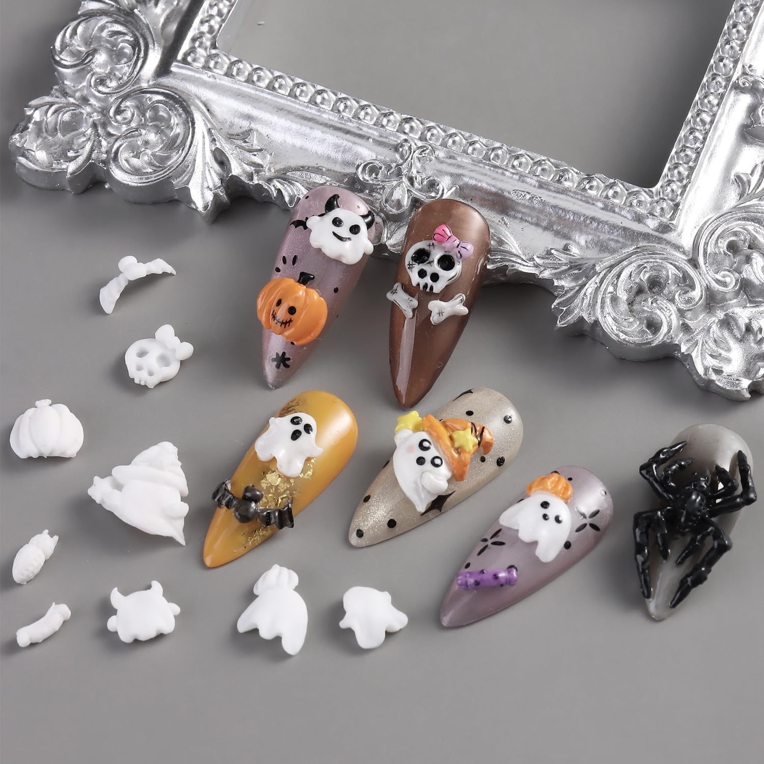 Professional Halloween Nail Art Kit – 3D Silicone Molds & Carving Pen Included