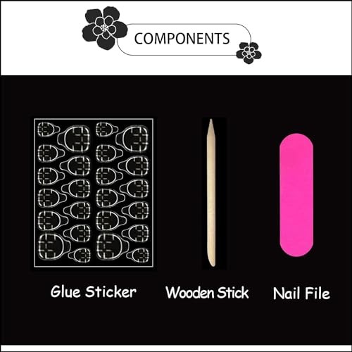 French Tip Press On Nails – Almond Shaped, 3D Wave 0.04 Fl Oz (Pack of 24) Gold