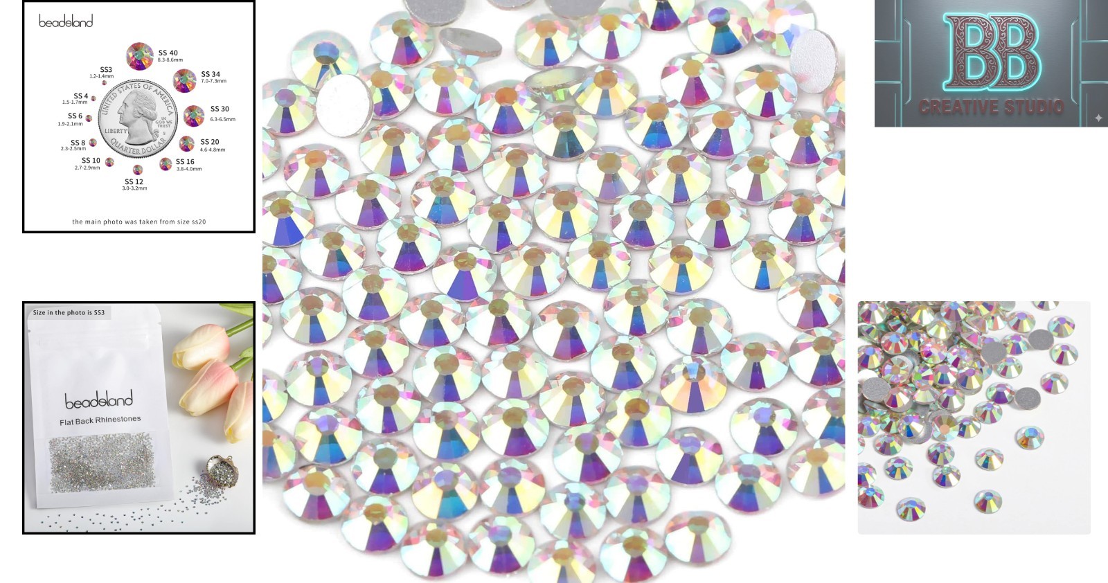 Pack of 1440 Crystal AB Flat Back Rhinestones – Ideal for DIY Art & Glamour