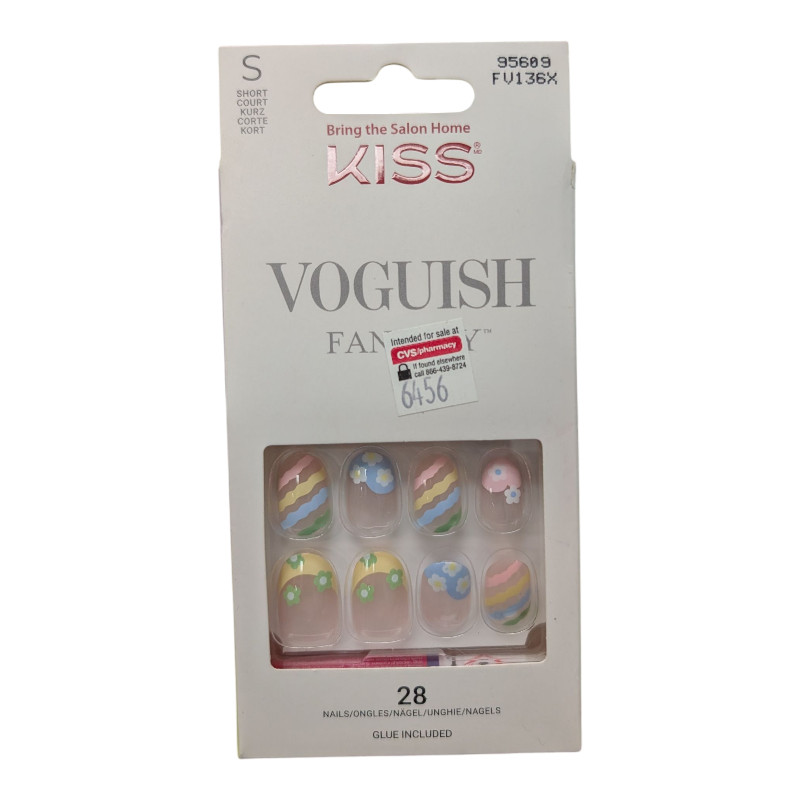 2-PACK Kiss Voguish Fantasy Press On Nails 2x 28 ct Short, Glue Included