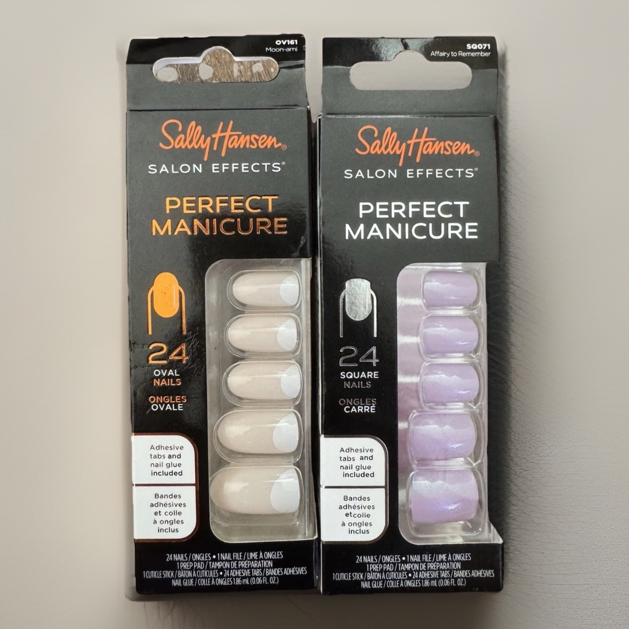Press On Nails Sally Hansen Salon Effects Perfect Manicure- 24 Nails LOT OF 2