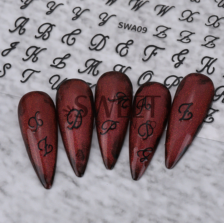 Nail Art 3D Decal Stickers Latin Roman English Alphabet Letters Uppercase NH23