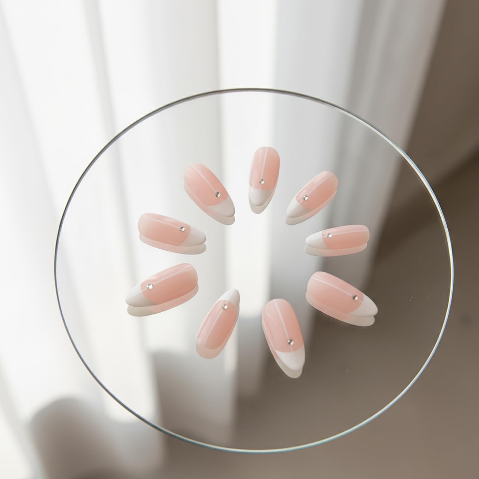 Press On Nails Almond French Tip, Glue On Nails for Gift, Supremely Fit Natur…