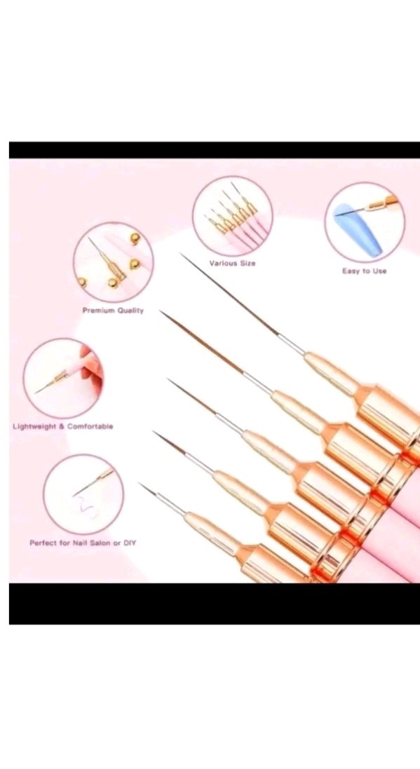 5-Piece Nail Art Liner Brushes Set – Nail Art Fine Brush Nail Dotting Drawing