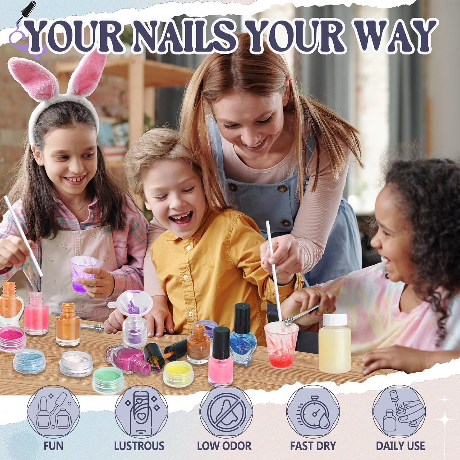 Nail Polish Making Kit, DIY Nail Art Kit for Beginners with Everything, 12 Empty