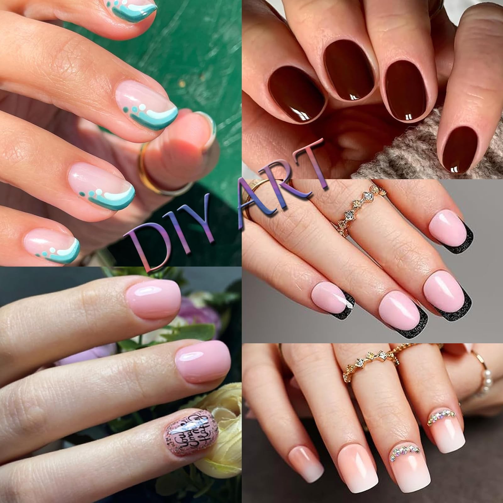 Short Squoval Gel Nail Tips Half Matte Press On Nails DIY, 15 Sizes