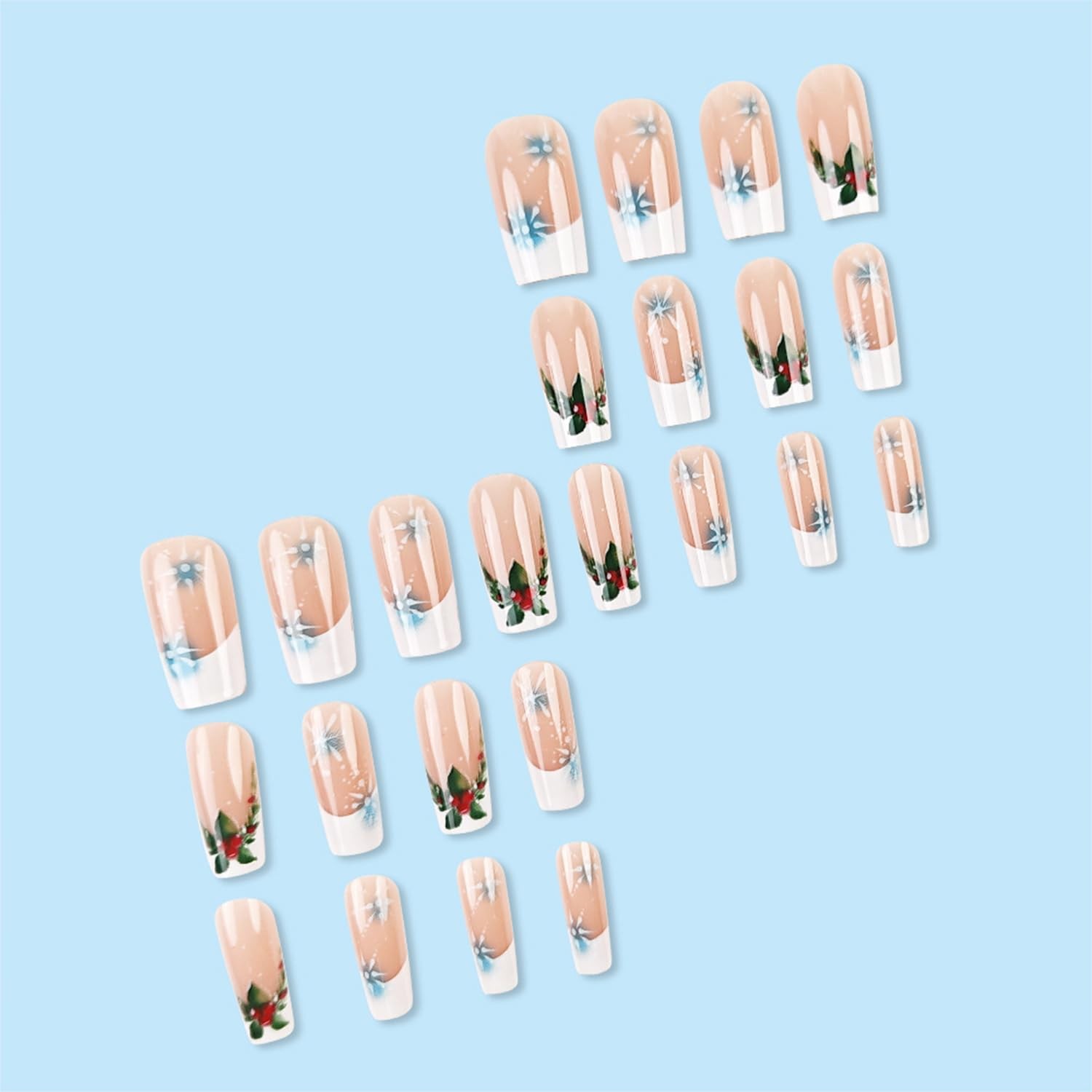 Christmas Press on Nails Medium Square 0.04 Fl Oz (Pack of 24), Multicolor