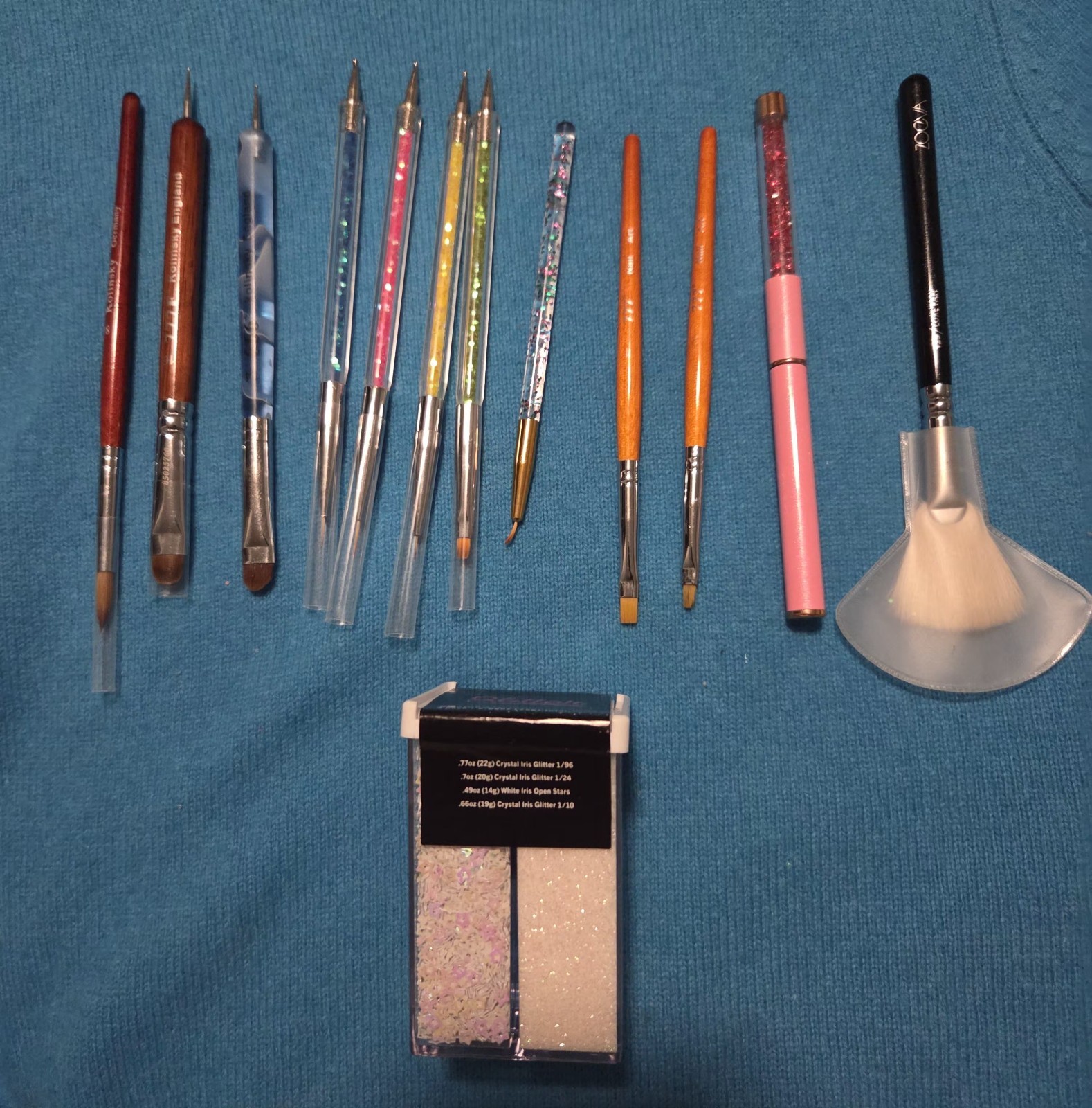 KIT DE PINCELES Y GLITTER FOR MANICURA / NAIL ART. New