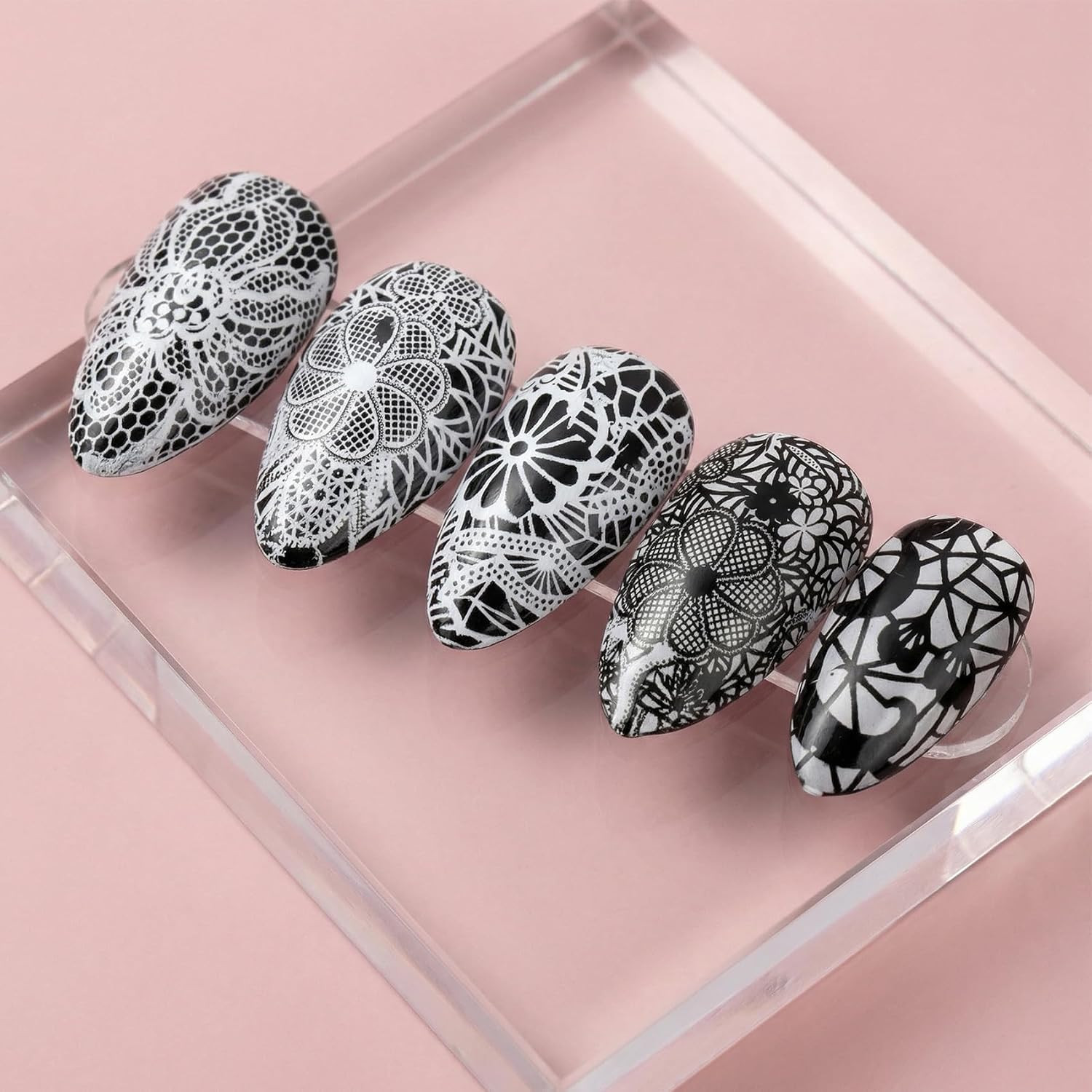 20 Rolls Lace Nail Foil for Women, Flower Lace Nails Foils Transfer, Floral Stic