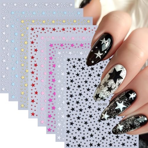 Star Nail Art Stickers 8 Sheets 4th of July Nail Decals Star Nail Stickers 15