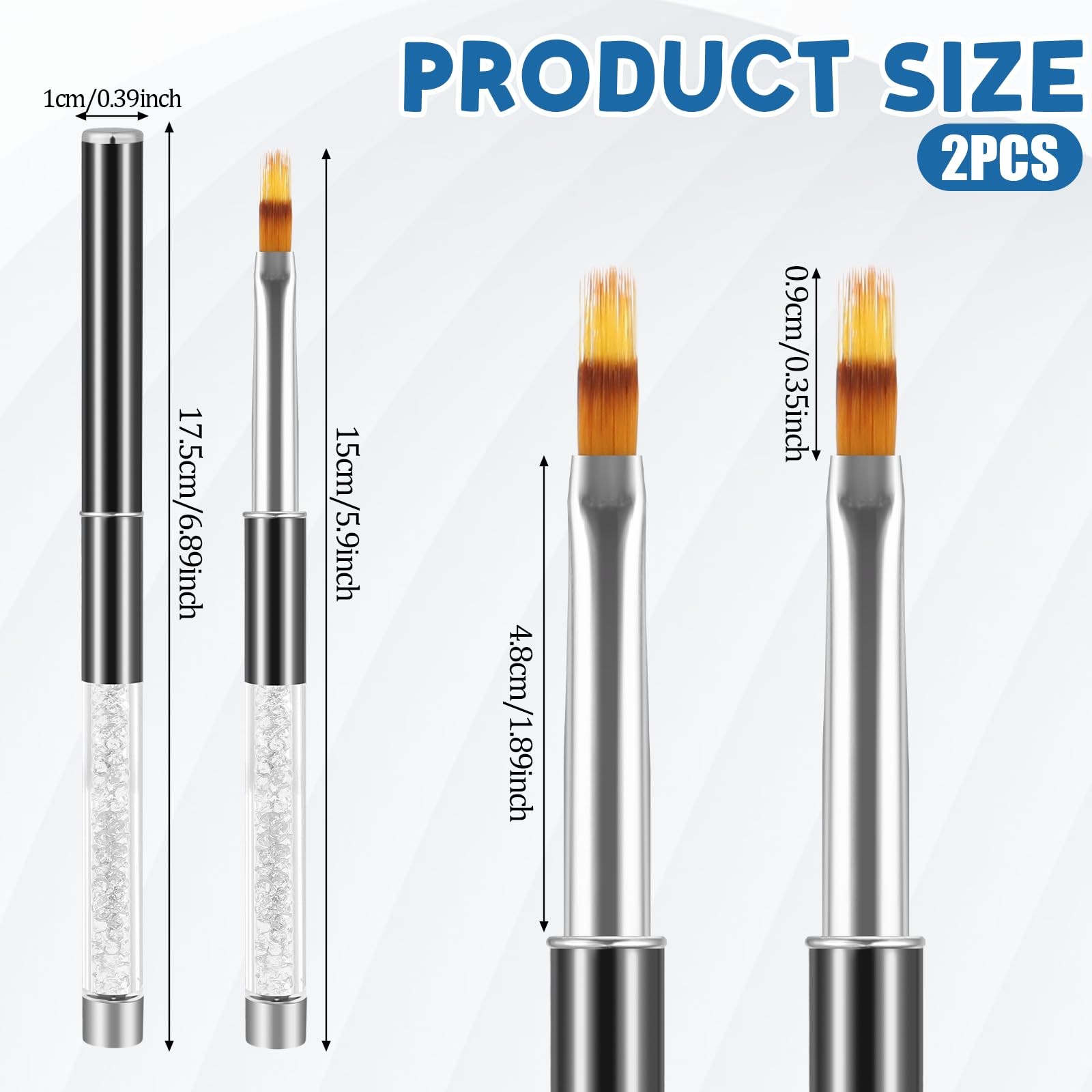 2pc Nail Art Ombre Gradient Brush Set, Nail Gradient Painting Brush Includes …