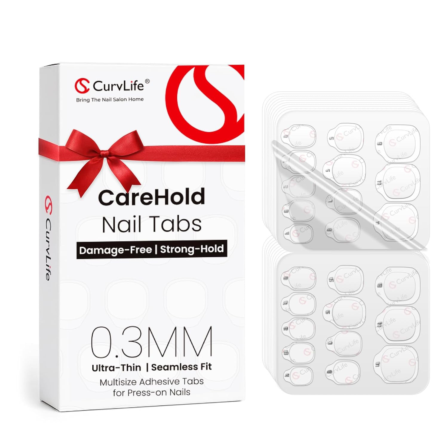 Carehold Strong Hold Nail Adhesive Tabs for Valentine Press on Nails – 10 She…