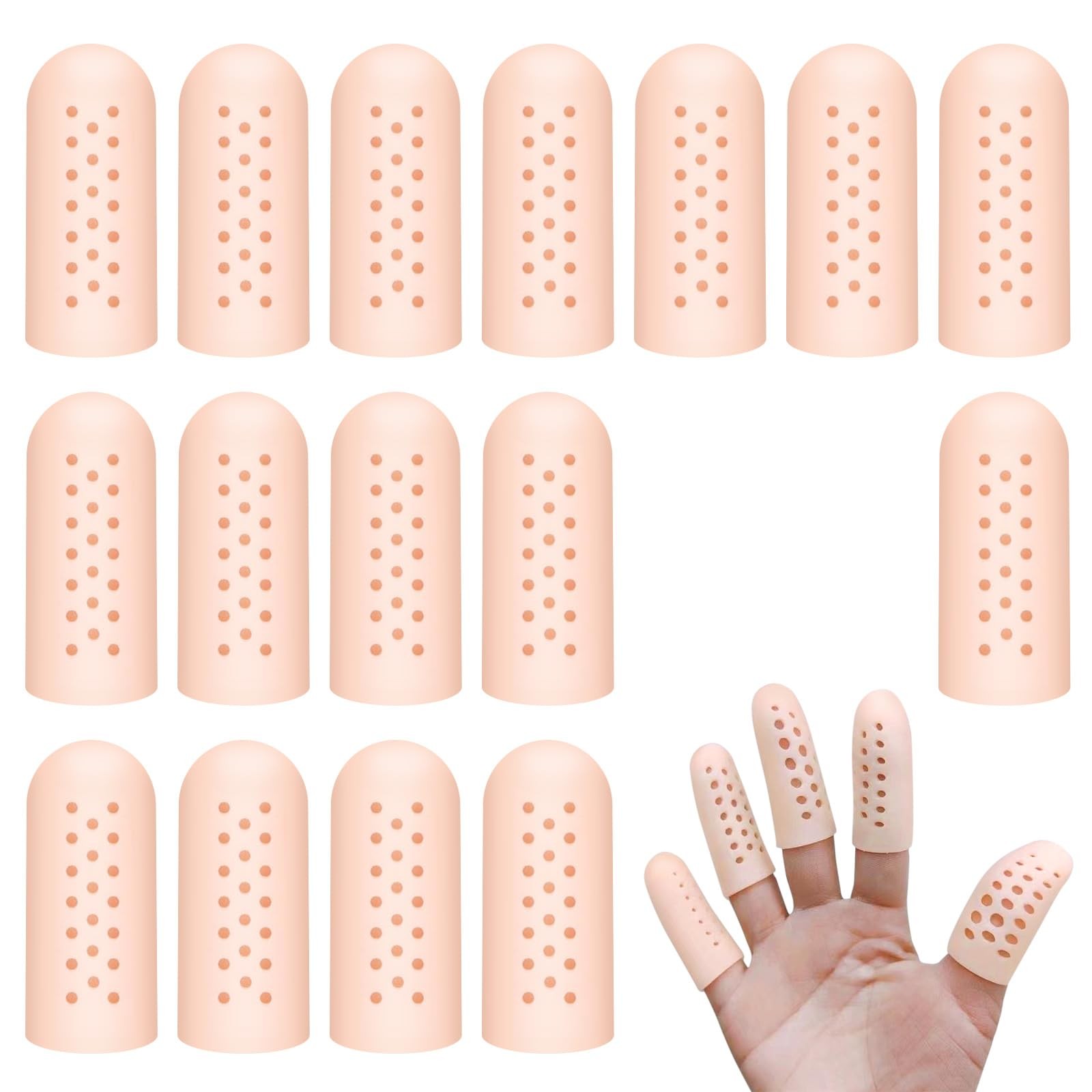 16Pcs Gel Finger Cots with Air Holes,Breathable Protectors for Tips