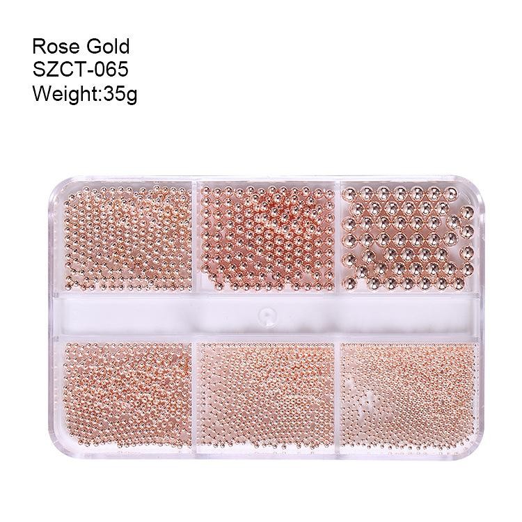 6-Grid 0.8mm-3mm Metal Small Steel Balls 8pcs Set – Mixed Sizes Nail Art DIY