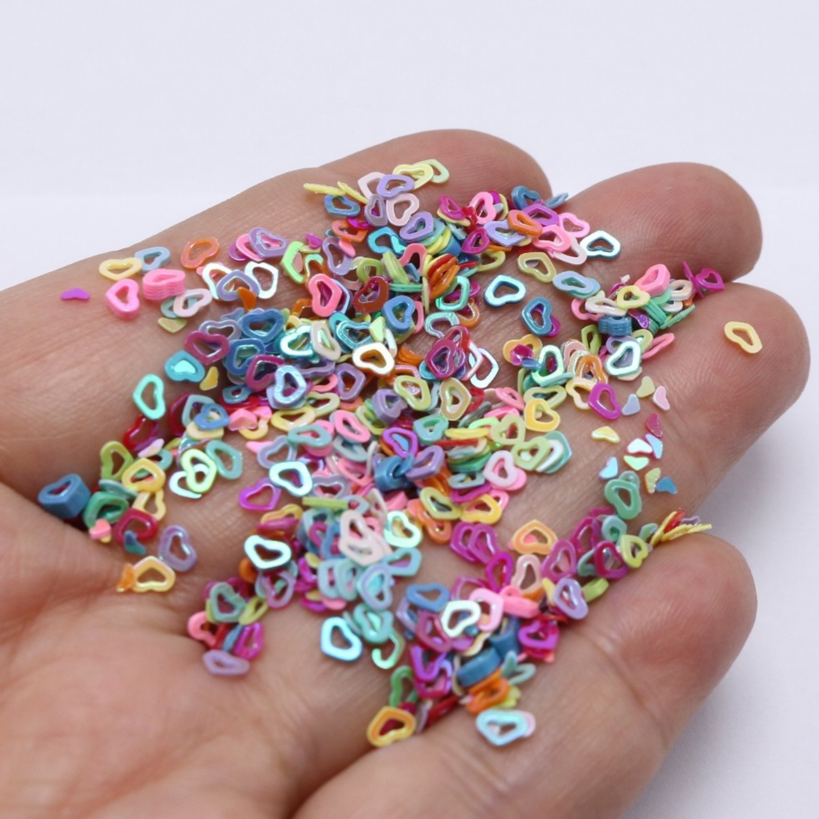 50Gram Mixed Color Hollow Heart Sequins Loose Tiny Tips 4X3mm Nail Art