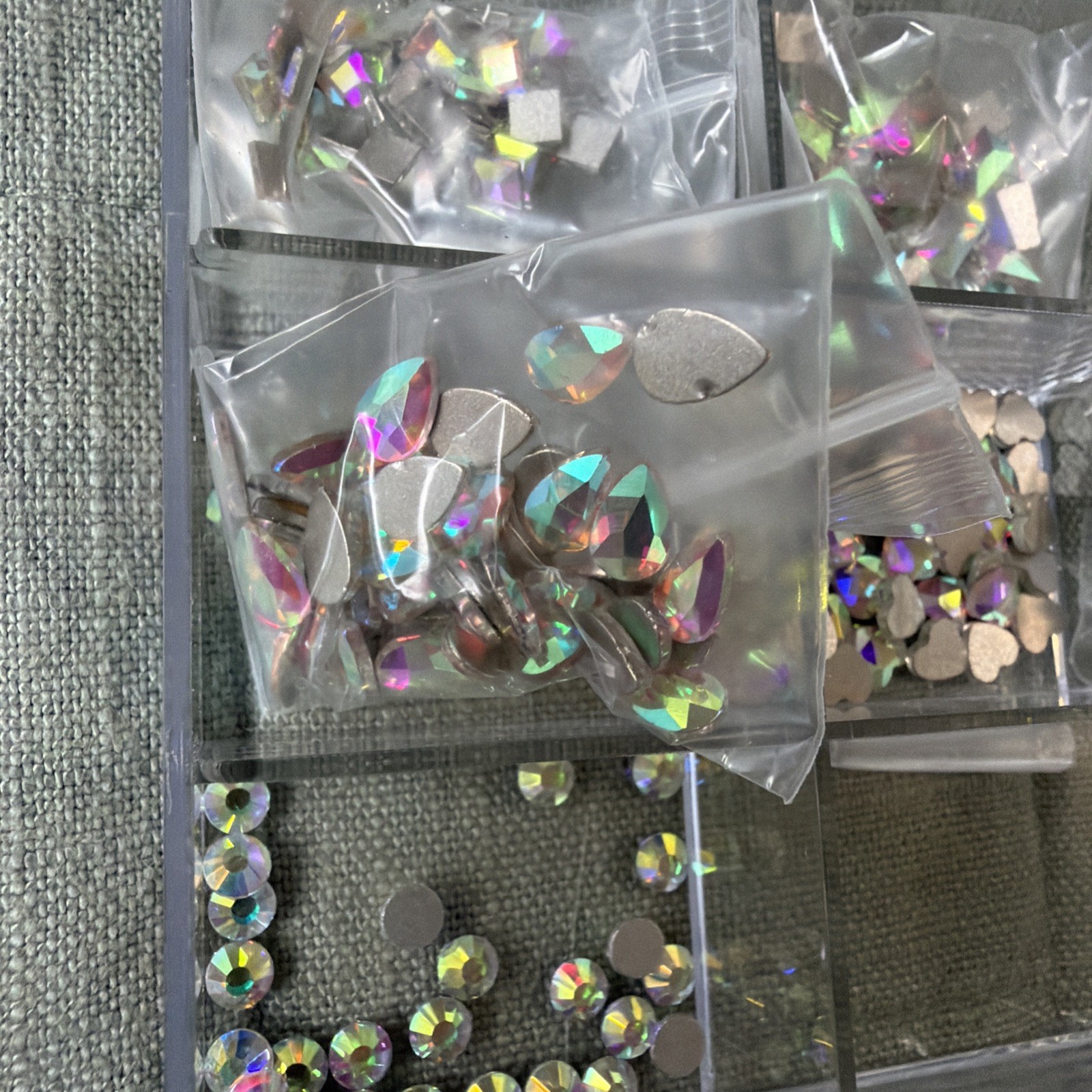 1000PCS Mixed Size Nail Art Rhinestones Flatback Crystal AB Glass Stones Box Kit