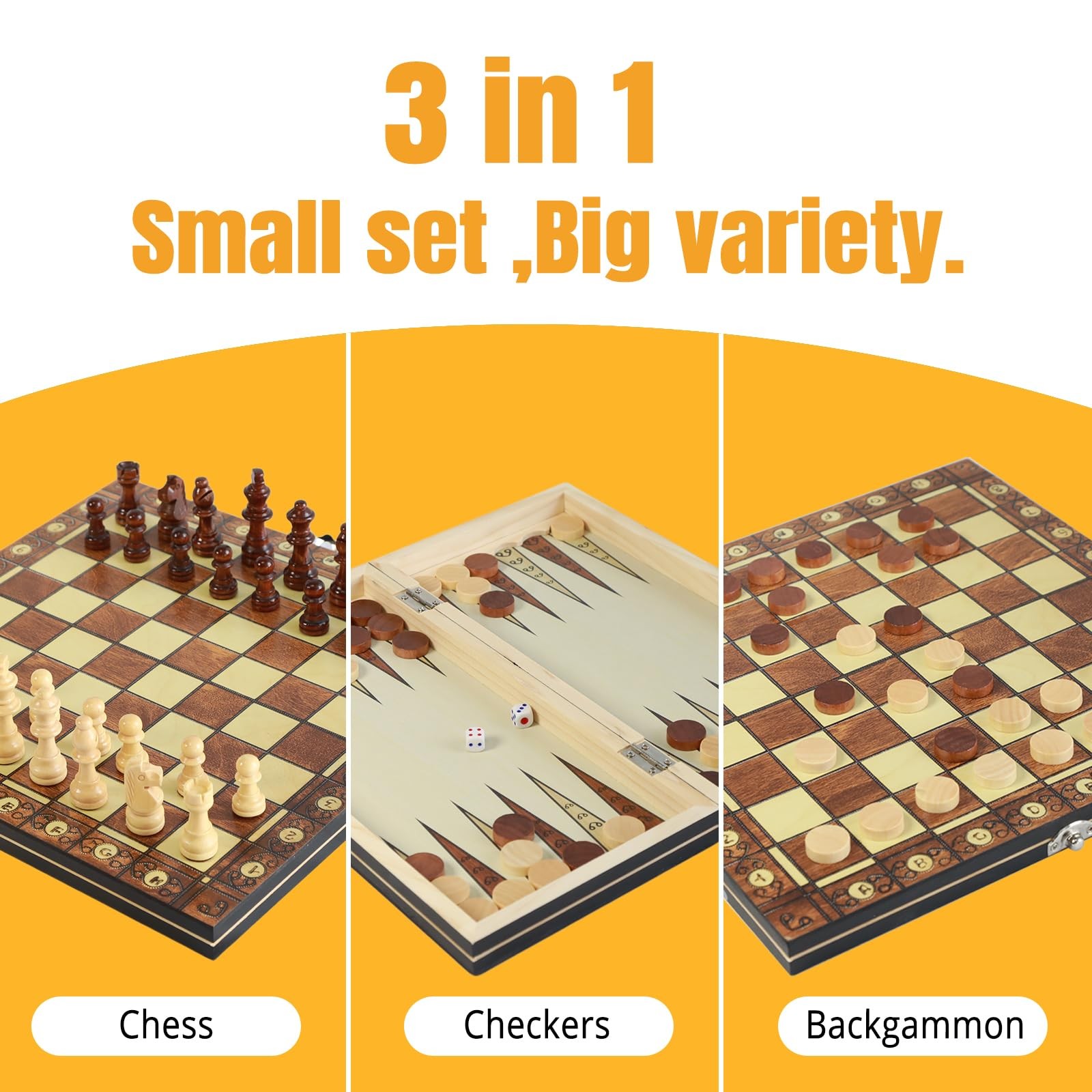 Luoyer 3-in-1 Chess Set Include Checkers 11.4 inches x