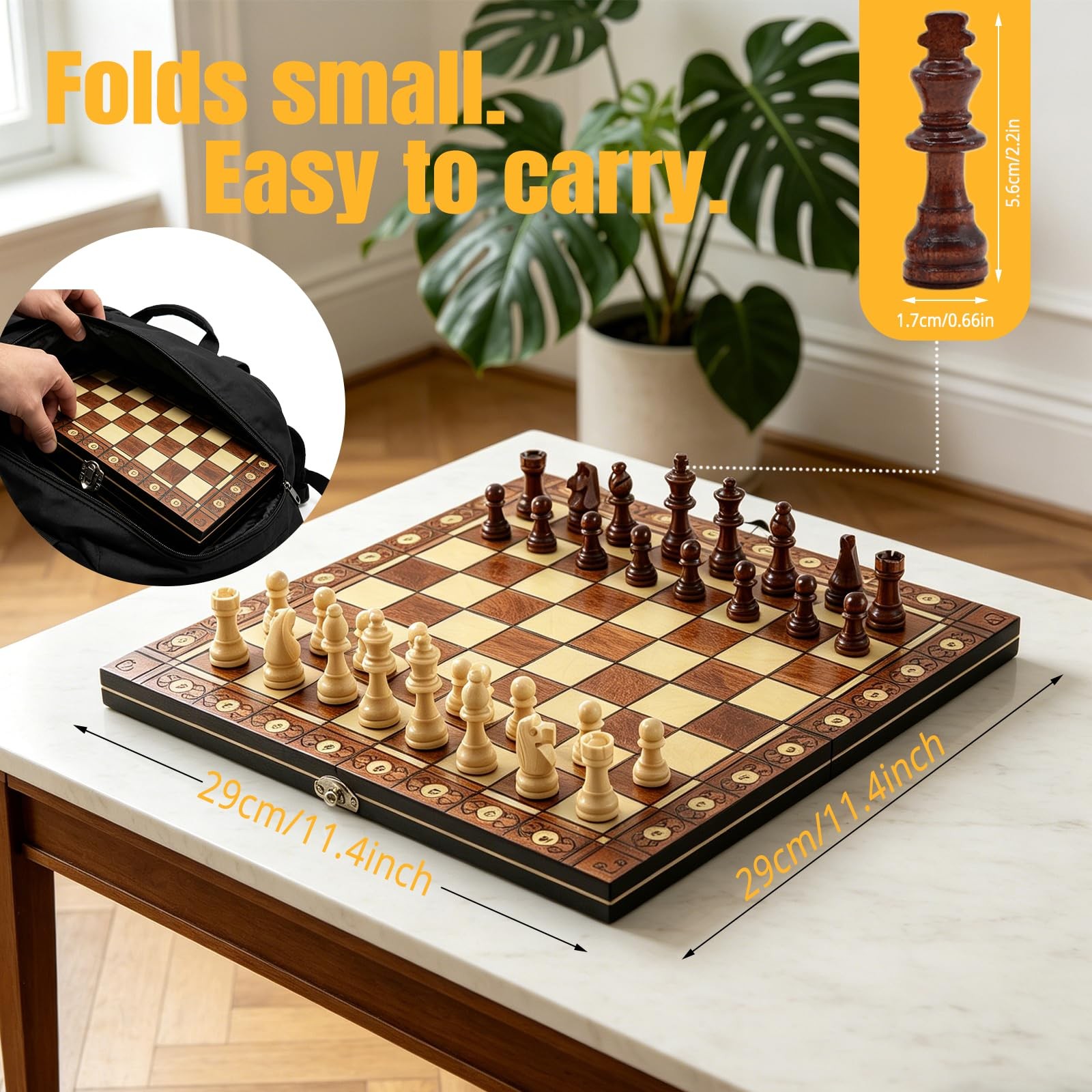 Luoyer 3-in-1 Chess Set Include Checkers 11.4 inches x